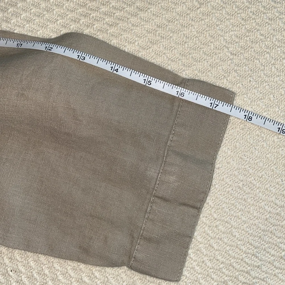 Tan Linen Button-Up Shirt - Picture 6 of 7
